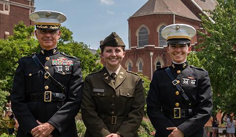 Duquesne students at an Army Commissioning Ceremony on campus