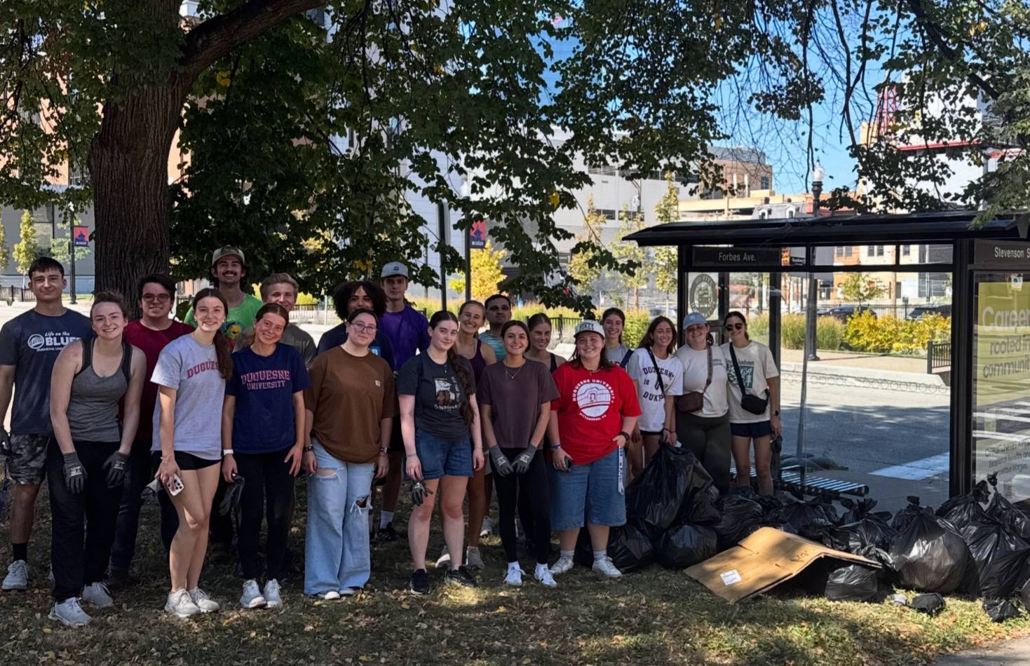 Evergreen Student Organization at an area cleanup