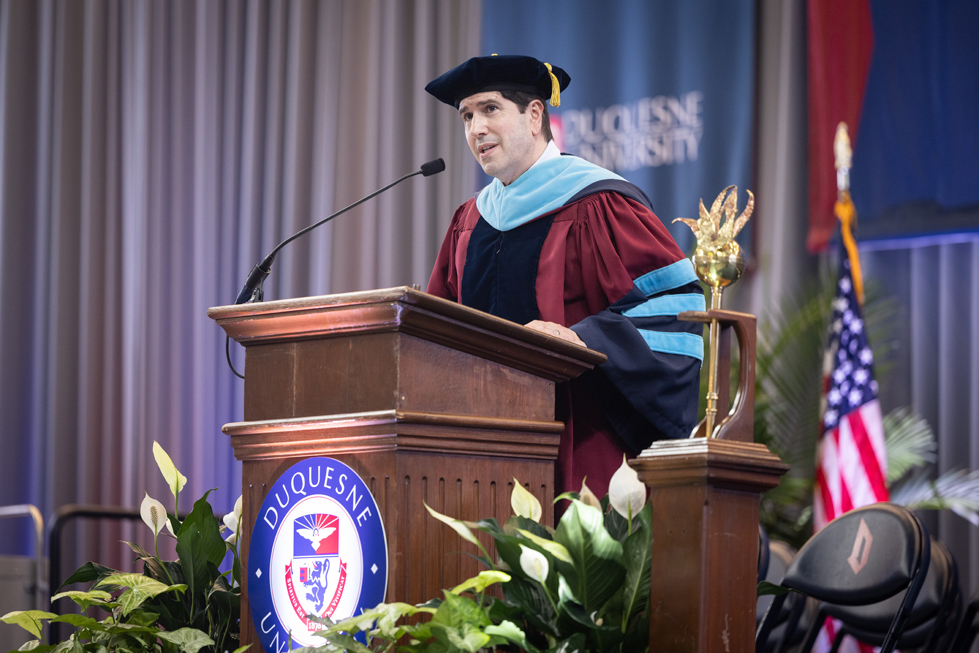 Dr. Dausey gives remarks at matriculation