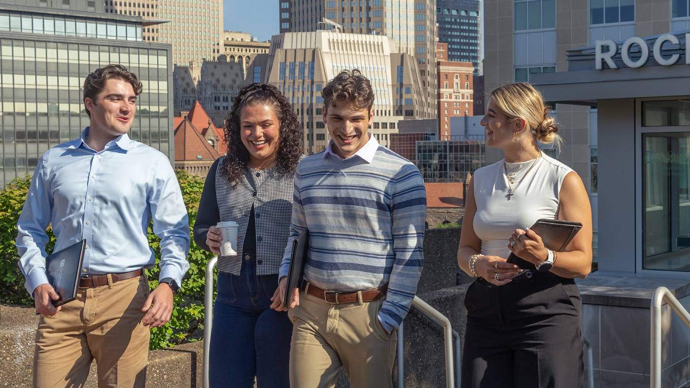 Business of Difference Making cover image: Four students walking