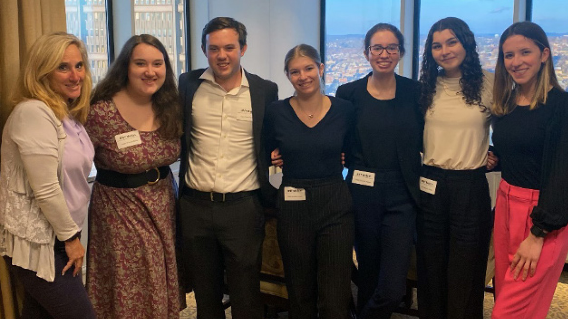 Image Left to Right: Val Williams, Professor, Sami Dragar, Jonathon Rambo, Madison Milone, Caroline Padgett, Carli Stone and Isabella Niccolai