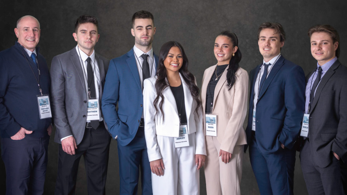 Left to right: Ryan Garvey, Matthew Fediaczko, Cary VanNewkirk, Ashley Kennedy, Marin Laffey, Bennett Thrash, and Nicholas Kopy