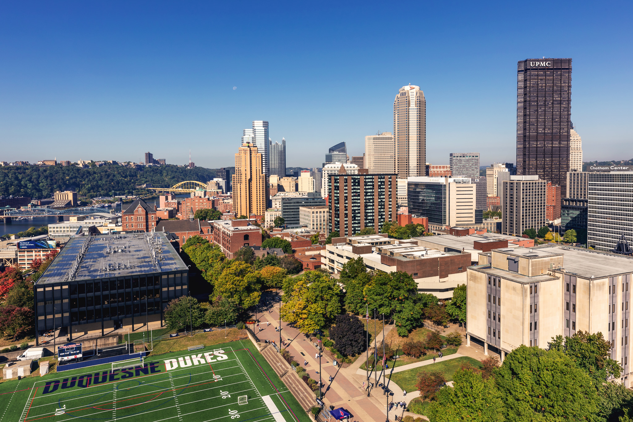 Pittsburgh skyline from Duquesne University campus.