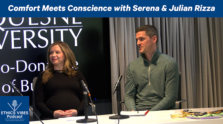 Comfort Meets Conscience Podcast Cover Image featuring Serena and Julian Rizza of Hugh and Honey