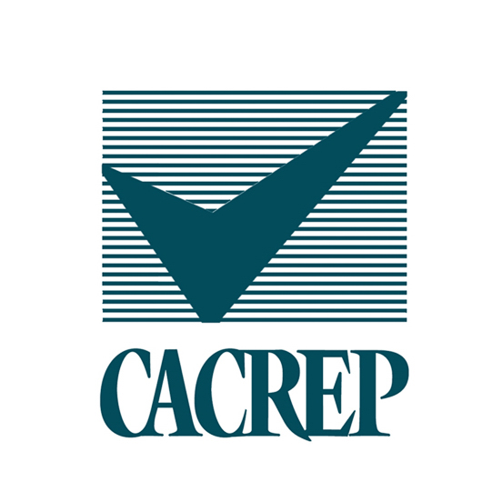 CACREP logo that shows checkmark with horizontal lines in the background text reads CACREP