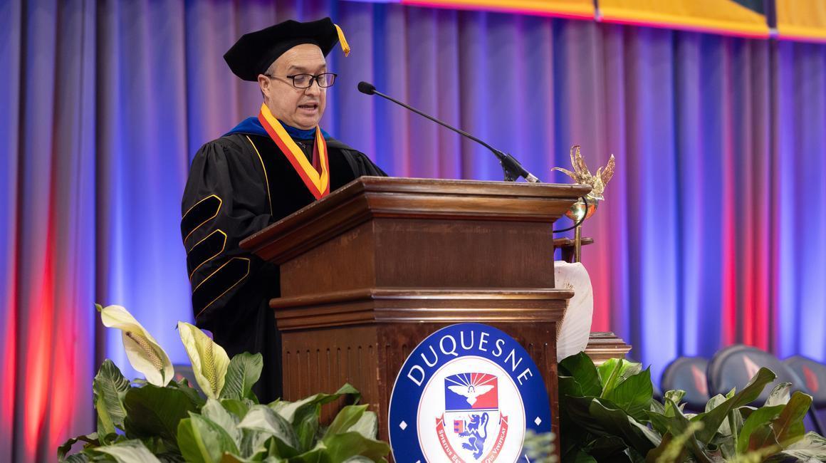 Dean Akinci at Rangos School of Health Sciences Commencement Ceremony Spring 2025