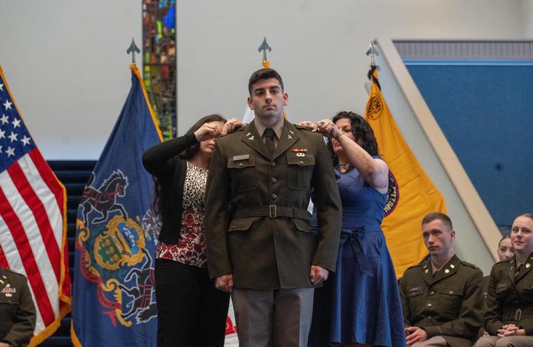 Zach Marini at ROTC commissioning ceremony
