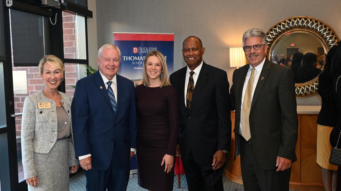 Award winners, Dean, and President Gormley
