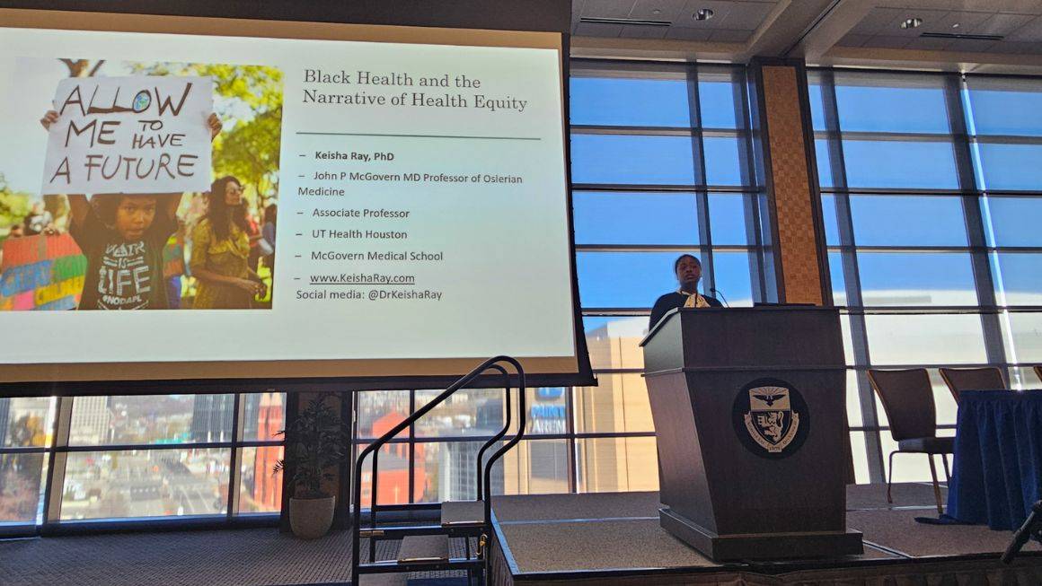 Speaker Keshia Ray PhD talking about Black Health and the Narrative of Health Equity.