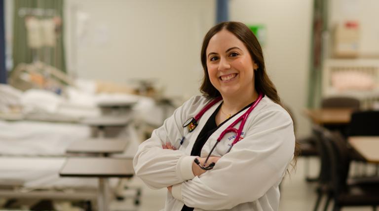 nurse julia ciotti in the simulation lab