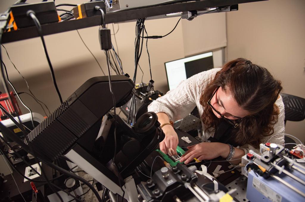 a girl doing research