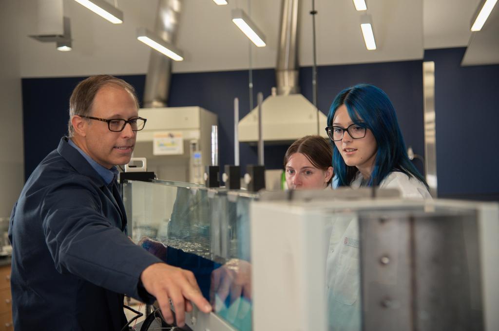A picture of students in the lab