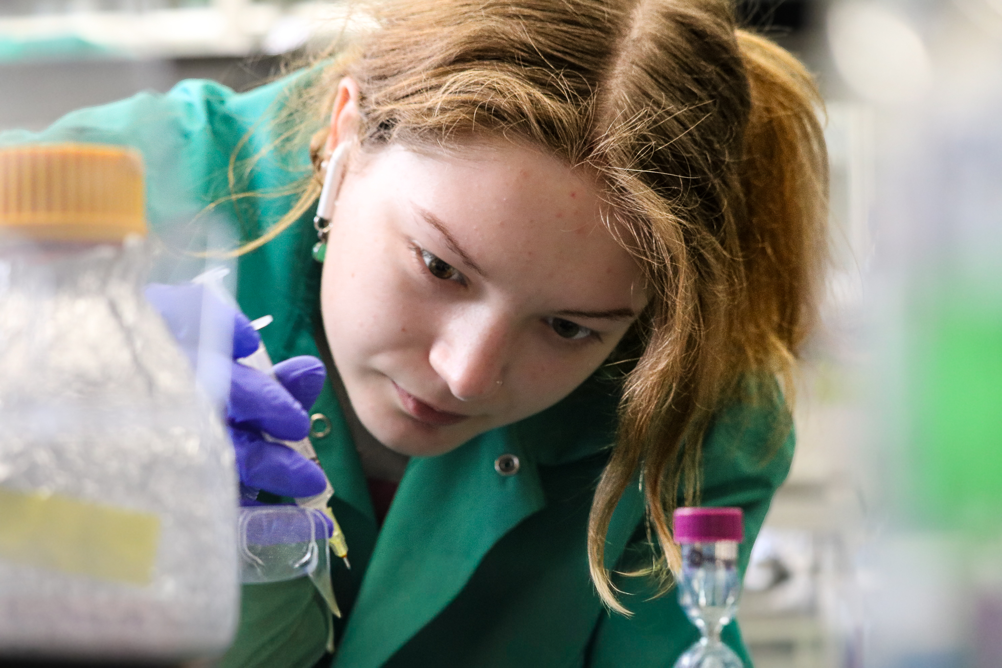 student working in lab