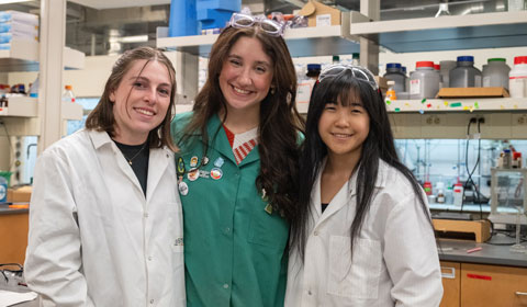 Goldwater Scholars post together in the lab.