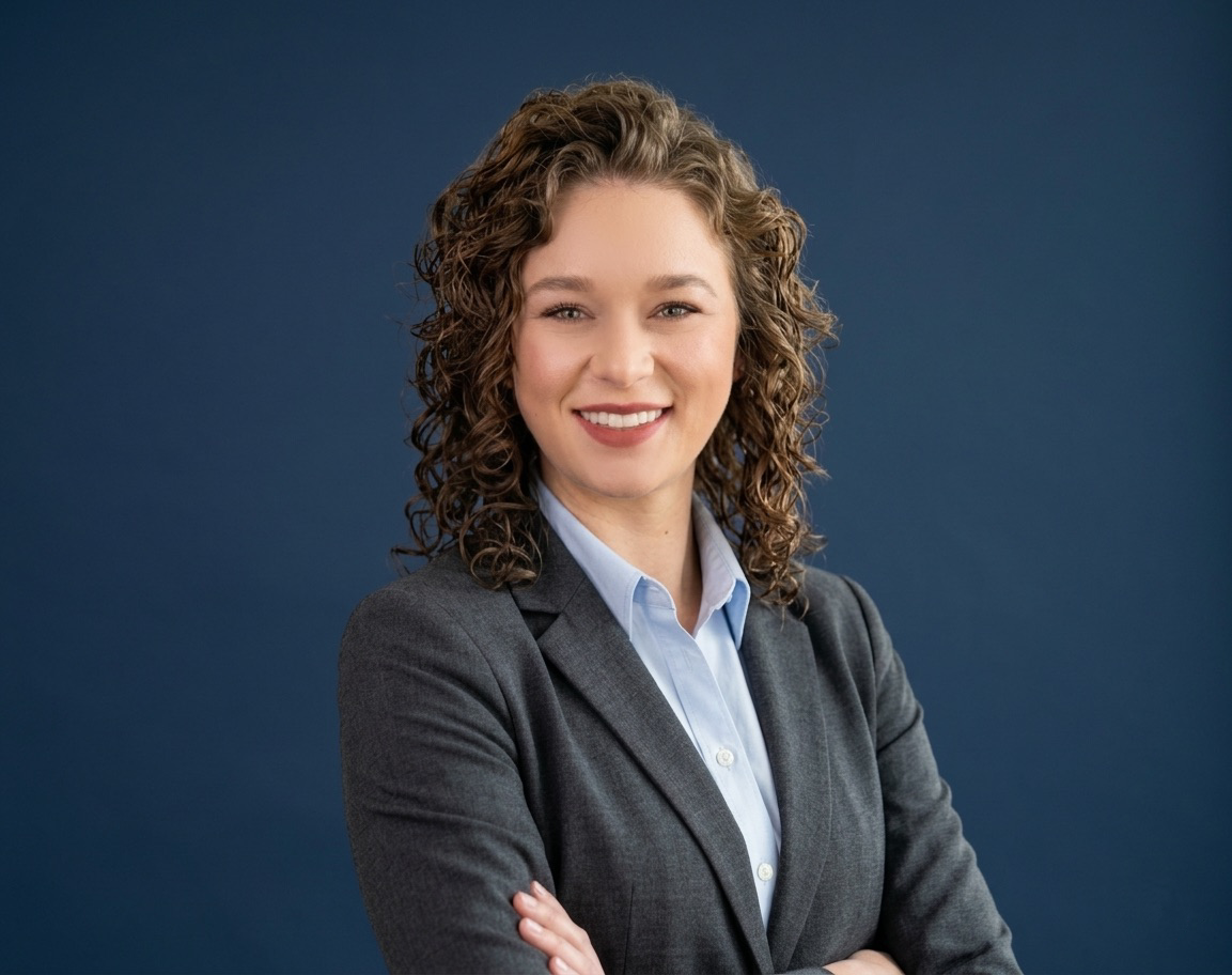 a female in a blue jacket