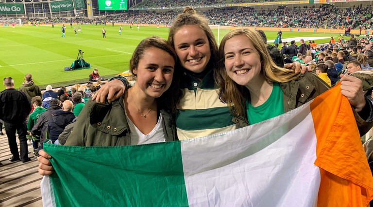 students with flag