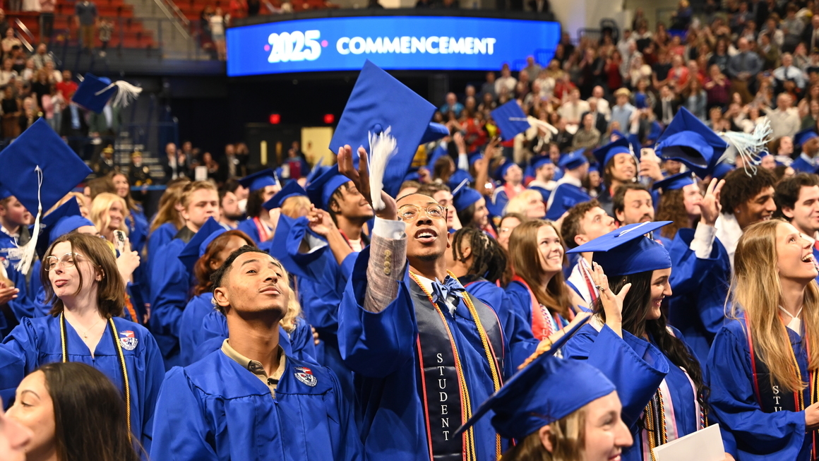 A crowd shot of the 2025 Duquesne University graduates at the Liberal Arts Commencement.