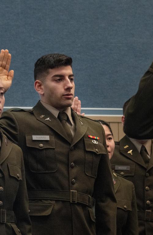 ROTC and Health Sciences graduate Zach Marini at the 2024 ROTC Commissioning Ceremony held at Duquesne.