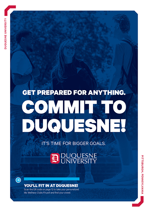 Get Prepared for Anything. Commit to Duquesne! viewbook cover