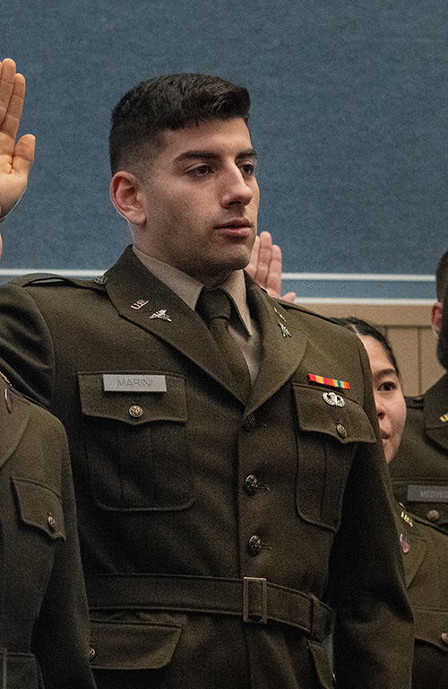 Veteran and health sciences major Zach Marini at ROTC Commissioning Ceremony