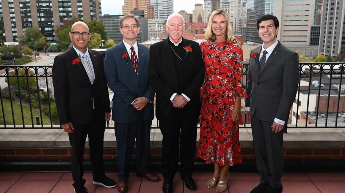 2026 Century Club honorees James Miller, Jon Perry, Bishop Mark Eckman and Ann Glazener with President David Dausey L 