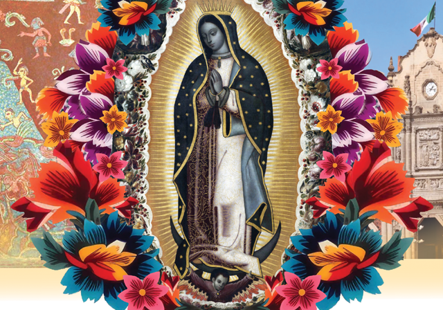 The Virgin Mary wearing the sacred Guadalupe tilma.