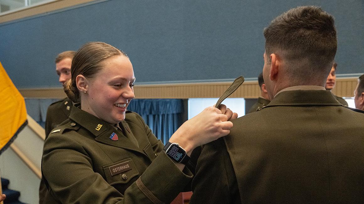 ROTC and public health graduate Elizabeth Osterhaus at the 2024 ROTC Commissioning Ceremony