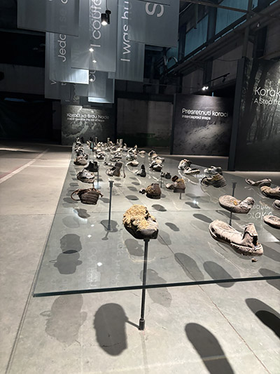 Exhibit of shoes at the Srebrenica-Potočari genocide museum in Bosnia and Herzegovina