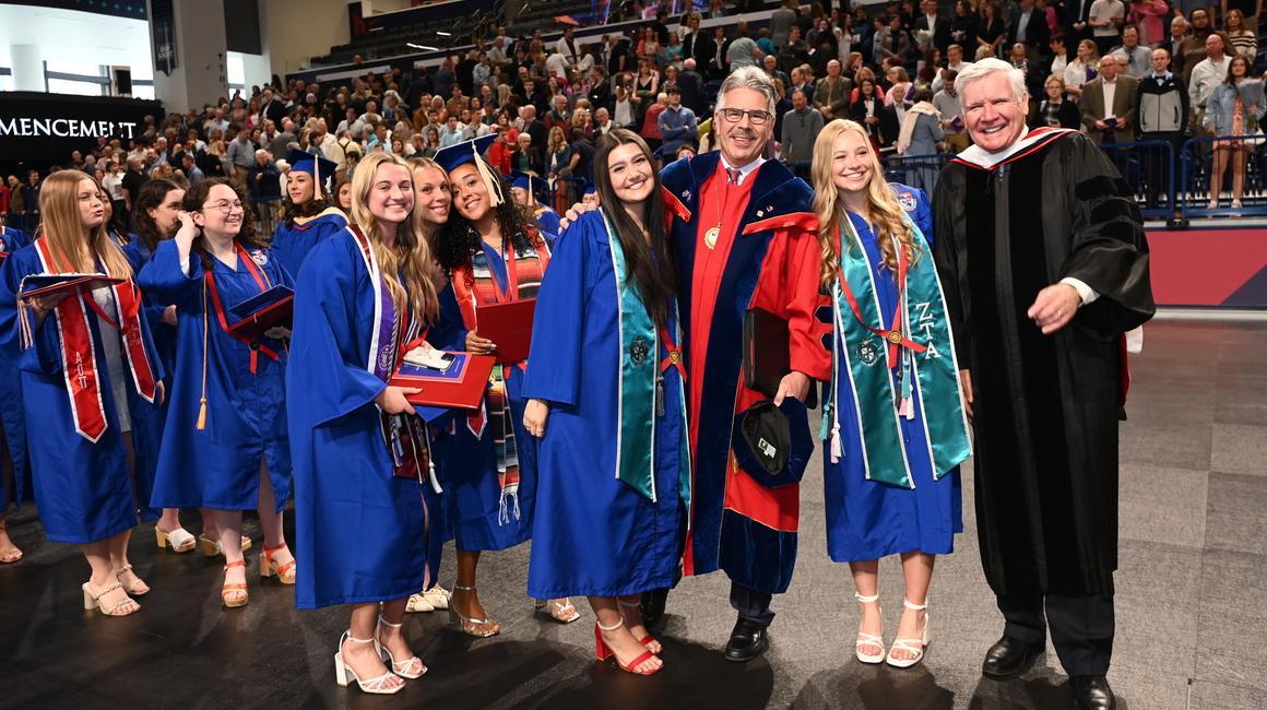 President Gormley with nursing graduates