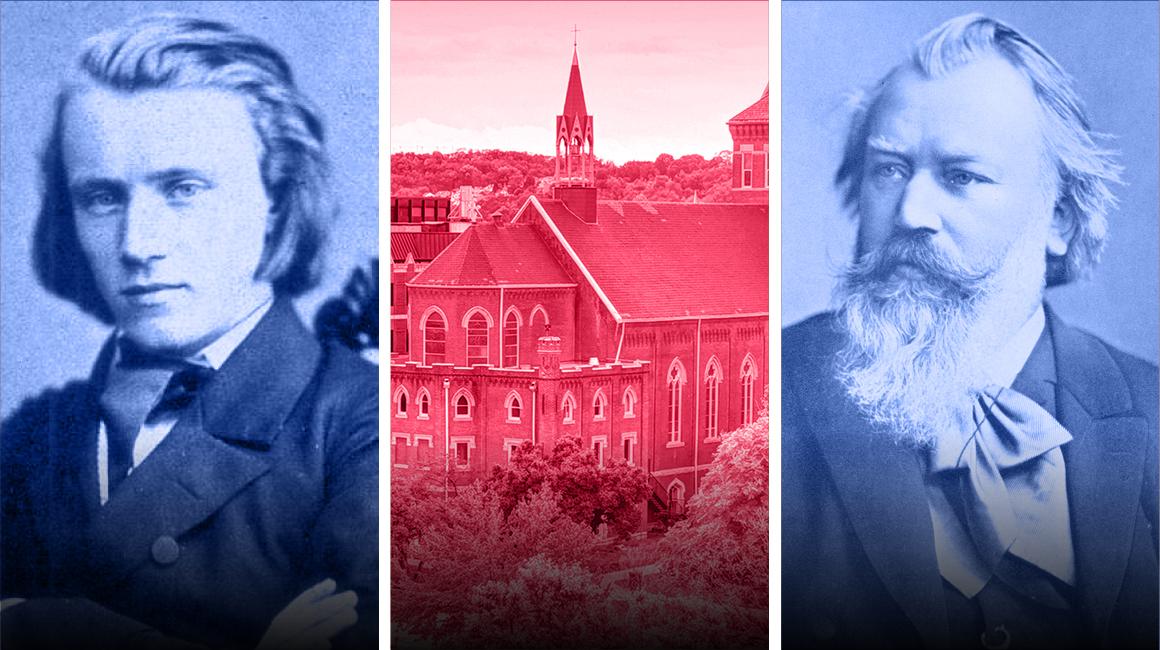 Images of Johhannes Brahms and Old Main
