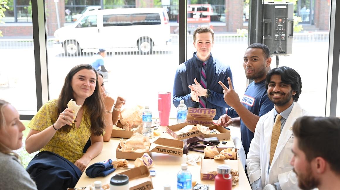 Students enjoy lunch at the event