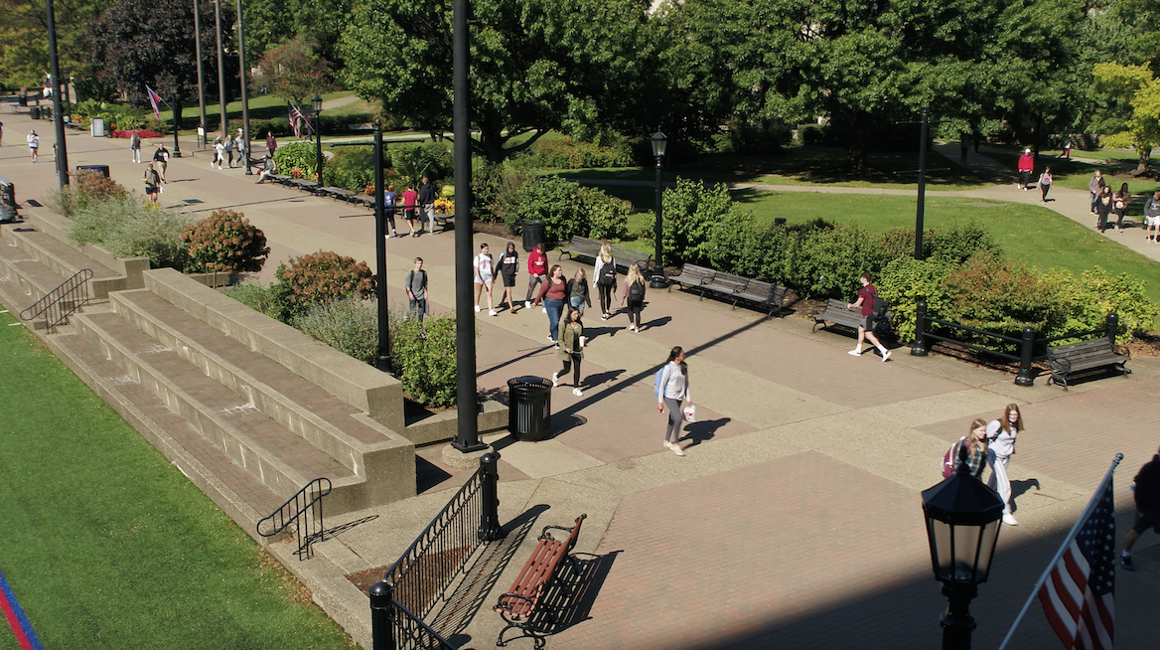 Students walking on campus