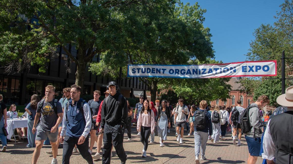 Students walking on Academic Walk