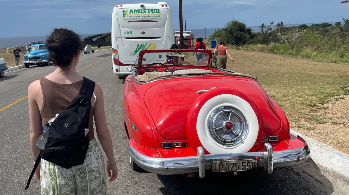 Student walking in Cuba