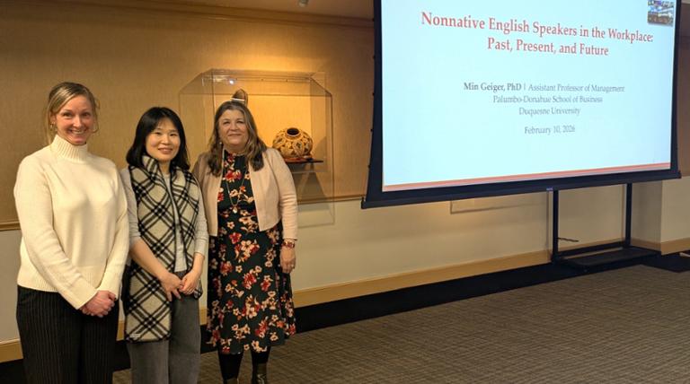 Three Faculty Members with Presentation Title