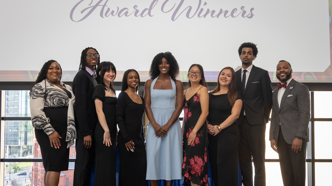 Quincy Stephenson and Amber Satterwhite with the 2026 Spirit of Community Building student winners