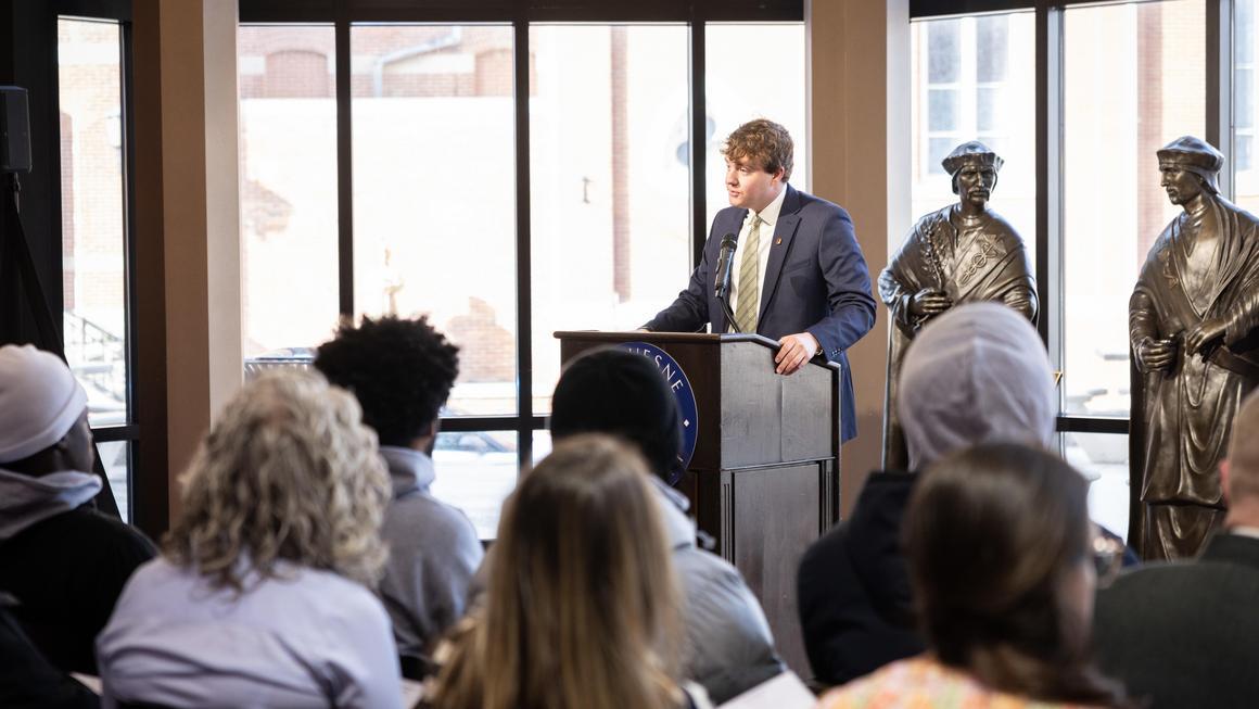 MLK Unity Walk 2026 student speaker Nick Miller