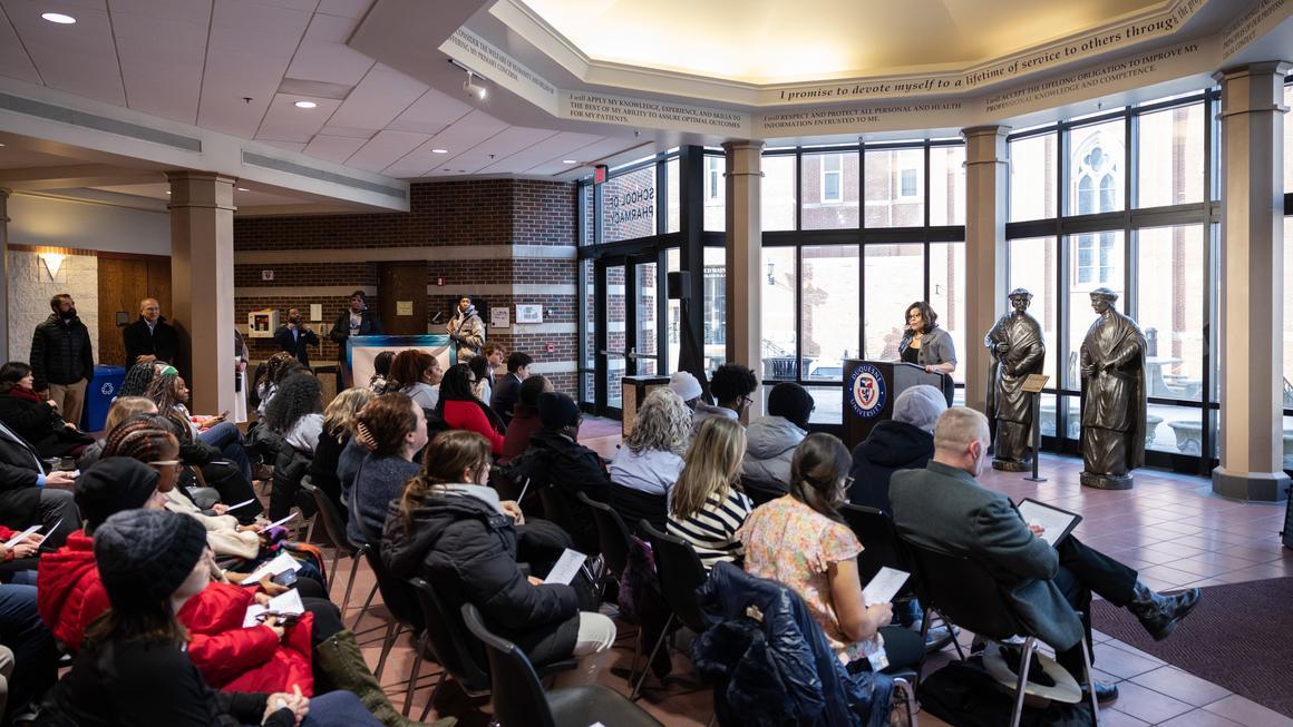 Crystal McCormick Ware addressing the crowd at the MLK Unity Walk 2026 program